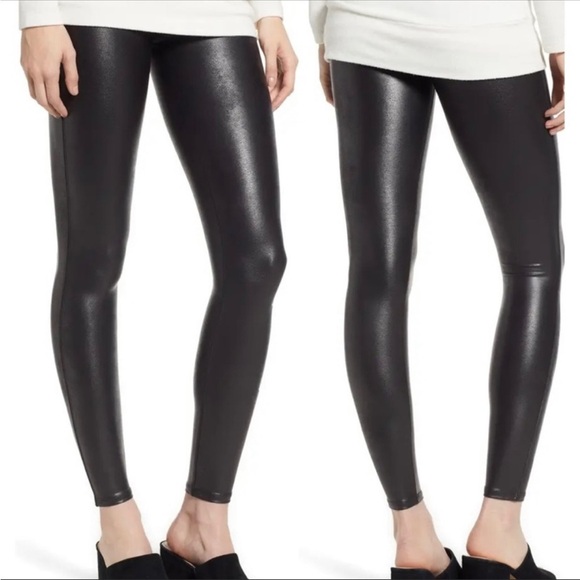 SPANX Faux Leather Black Leggings Size S - Picture 2 of 6